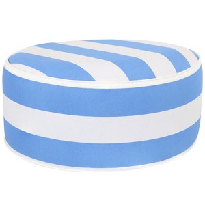 Sunnydaze Outdoor All-Weather, Water-Resistant Inflatable Blow-Up Ottoman Pouf - Beach-Bound Stripe - 1 of 4