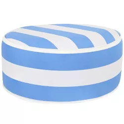 Sunnydaze Indoor/Outdoor All-Weather, Water-Resistant Inflatable Blow Up Ottoman Pouf, Beach-Bound Stripe