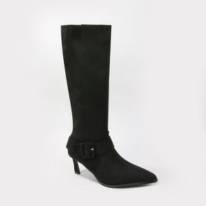 Berness Women's Aston Knee-High Suede Boots with Oversized Buckle Detail - 1 of 4