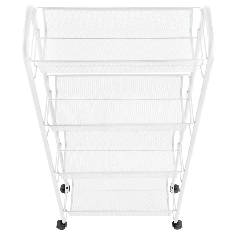 mDesign Steel Slim Rolling Utility Cart Storage Organizer with 4 Shelves, 2 of 8