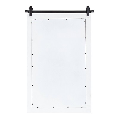 Cates Rustic White Solid Wood 39" Windowpane Wall Mirror