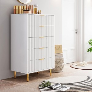 Whizmax 5 Drawer Dresser for Bedroom, 48” Tall Dresser Organizer with Metal Legs, Modern Wood Chest of Drawers for Bedroom, Hallway, Home Office - 1 of 4