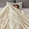 Attop Faux Fur Throw Blanket for Couch, Cozy Soft and Fuzzy Plush Rabbit Fur Bubble Blanket for Sofa Bedroom Living Room - 3 of 4
