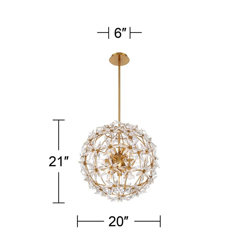 Possini Euro Design Soft Gold Orb Pendant Chandelier 20" Wide Modern Clear Crystal Stars 12-Light Fixture for Dining Room House, 4 of 8