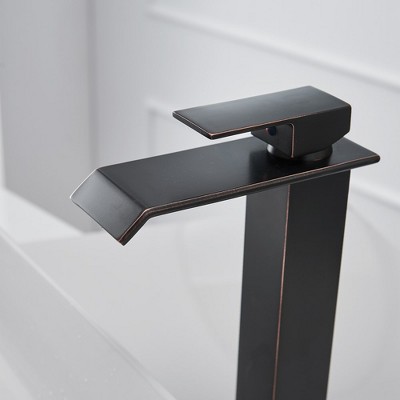 Oil-Rubbed Bronze Tall Vessel Sink Faucet with Drain Assembly