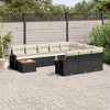 vidaXL 11 Piece Patio Sofa Set with Cushions Black and Cream - Table + 2x Corner + 6x Middle - 2 of 4
