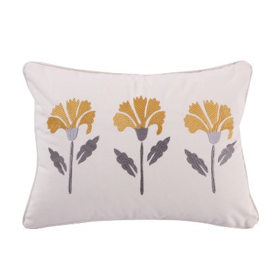 St. Claire - Embroidered Flower Decorative Pillow - Gold, Grey, White -  Levtex Home : Target