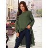 Seta T Women's Lantern Long Sleeve Round Neck High Low Irregular Hem Casual Blouse - 3 of 4