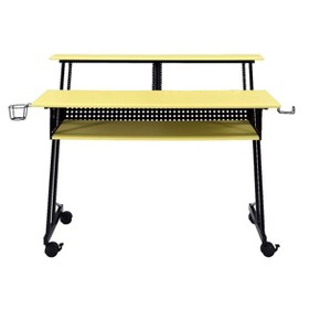 HomeRoots 47" Yellow and Black Computer Desk - 1 of 4