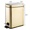 mDesign 1.3 Gallon Rectangle Metal Step Can with Liner/Handle, Soft Brass - 3 of 4