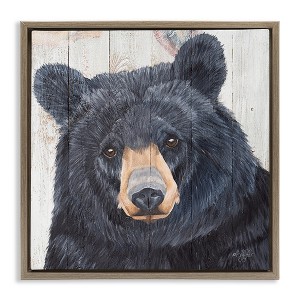 Stupell Industries Rustic Black Bear Framed Floater Canvas Wall Art - 1 of 4