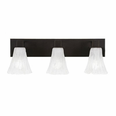 Toltec Lighting Apollo 3 - Light Vanity in  Dark Granite with 5.5" Fluted Italian Ice Shade