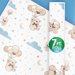 Big Dot of Happiness Teddy Bear Wrapping Paper Roll, We Can Bearly Wait Baby Shower Gift Wrap, Teddy Bear Birthday Wrapping, 24 in x 7 feet, 1 Roll - 1 of 4