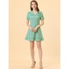 INSPIRE CHIC Women's Plaid Gingham Puff Sleeve Ruffle Peter Pan Collar Vintage Dress - 3 of 4