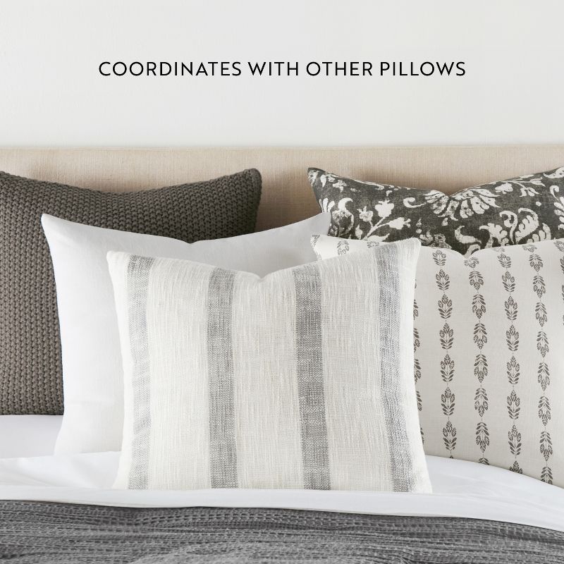 Folk Leaves Pattern Cotton Throw Pillow Cover With Pillow Insert Set - Becky Cameron, Folk Leaves Gray, 20 x 20, 6 of 15