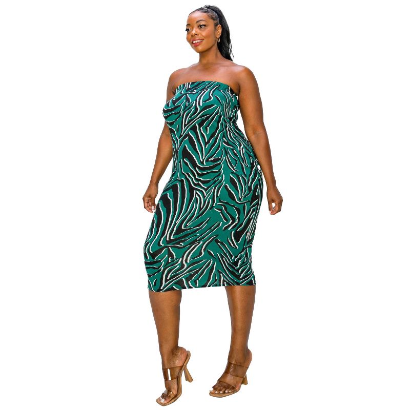 L I V D Women's Kiko Zebra Print Tube Dress, Hunter, 3X, 2 of 4