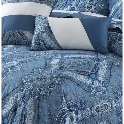 Tribeca Living 12pc Queen Atlantis 300tc Cotton Sateen Bed in a Bag with Deep Pocket Sheet Set Assorted Blues - Tribeca Living: Paisley Pattern, Zipper Shams — фото 2