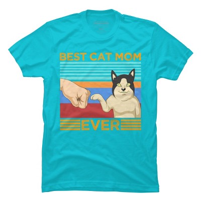 Men's Design By Humans Best Cat Mom Ever Retro Stripes By shirtpublic T-Shirt