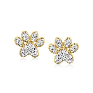 Ross-Simons 0.15 ct. t.w. Diamond Paw Print Earrings in 10kt Yellow Gold - 1 of 3
