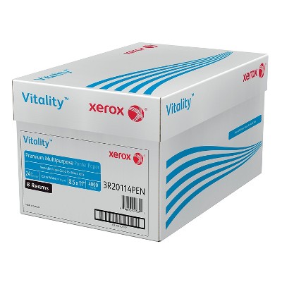 Xerox Vitality Premium Multipurpose Printer Paper 8.5" x 11" 24 lbs. White 8 Reams/Carton (1001) 