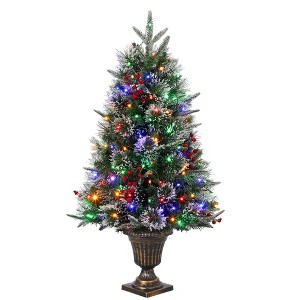 3/4.5Ft Artificial Christmas Tree With Warm White LED Lights，Fiber Optic-Like Flocked Tree  for Home, Shops, Party and Holiday Christmas Decoration - 1 of 4