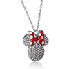 Disney Minnie Mouse Fashion Red Polka Dot Bow Crystals Pave Necklace - 3 of 4