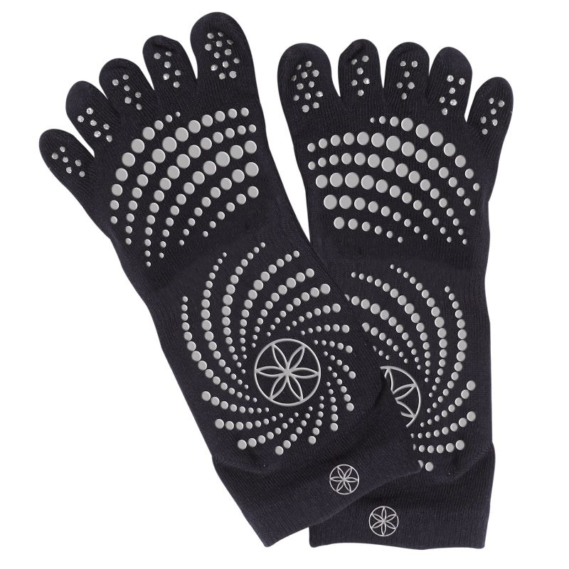 Gaiam No Slip Yoga Socks - Black/Gray M/L, 4 of 7