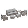 Sonkuki 6 Pieces Patio Sofa with Ottomans Set, All-Weather PE Rattan Wicker, Patio Conversation Couch with Cushion - 2 of 4