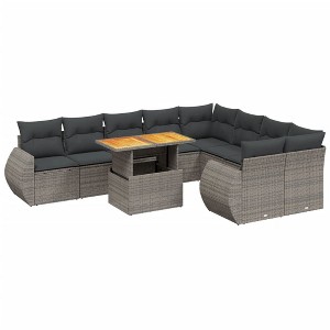 vidaXL Garden Sofa Set Grey PE Rattan Large UV-resistant materials - 1 of 4