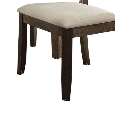 Beige Linen and Salvage Brown Cross Back Side Chair Set
