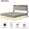 Full/Queen/King Size Floating Bed Frame w/ Lights and Storage Headboard, Full/Queen/King Upholstered Metal Platform Bed with Charging Station - 2 of 4
