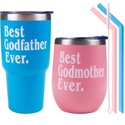 EBE EmmasbyEmma 12 oz Best Godmother and Godfather Gifts, Rose Gold and  Black