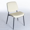 Set of 2 Mid Century Modern Retro Faux Leather Chair with Walnut Bentwood Back Upholstered Seat Metal Legs Adjustable Foot - 3 of 4