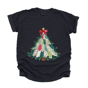 Christmas Tree Stitched - Women's Garment Dyed Graphic T-Shirt - 1 of 4