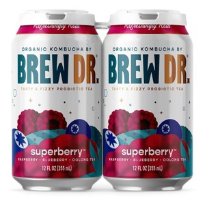 Brew Dr. Superberry Kombucha - 4pk/12 fl oz Cans - 1 of 4