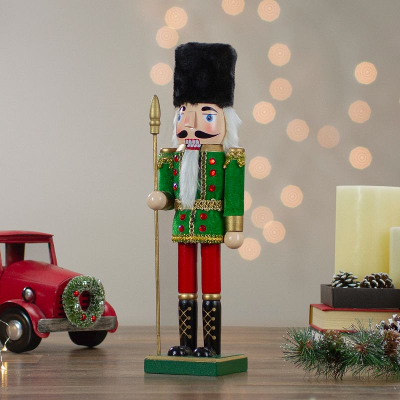 Northlight 14" Green and Red Christmas Nutcracker Soldier with Spear, 2 of 6