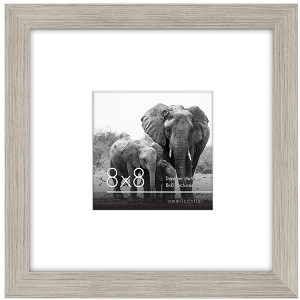 Americanflat 8x8 Picture Frame in Drift Wood - Displays 4x4 With Mat and 8x8 Without Mat - Composite Wood with Shatter Resistant Glass  and Tabletop - 1 of 4