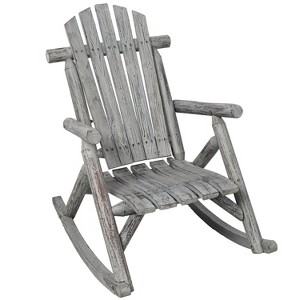 Lyngins Outdoor Nursery Rocking Chair with High Backrest,Glider Rocking Chair,Wood Accent Chair for Bedroom,Living Room,Garden - 1 of 4