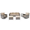 Sonkuki 6-Piece Patio Conversation Set with Swivel Rocking Chair and Side Table, Navy Blue Cushion - 2 of 4