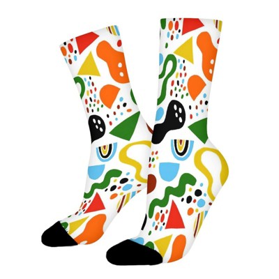 Abstract Memphis Style Women Printed Crew Socks Funny Funky Socks Soft Polyester Novelty Gifts for Artists Men