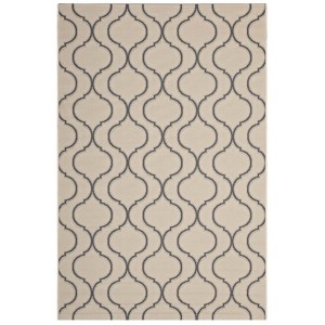 Modway Linza Wave Abstract Trellis 8x10 Indoor and Outdoor Area Rug - Beige/Gray,  100% Soft Polypropylene ,  Tight Low Pile Weave - 1 of 4