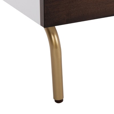 Transitional Genevieve Mahogany Nightstand with Gold Metal Legs