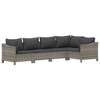 vidaXL 5 Piece Patio Lounge Set with Cushions Gray Poly Rattan - 3 of 4