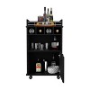 TIRAMISUBEST Black Bar Cart with Storage - 2 Open Shelves, 4 Cubbies and Cabinet for Wine Bottles and Glassware - 4 of 4