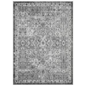 Coolmee Washable Rug for Living Room Boho Floral Non Slip Throw Rugs Large Bedroom Rug Low Pile Soft Stain Resistant CarpetGray - 1 of 4