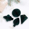 Northlight Accordion Honeycomb Foldable Paper Christmas Finial Ornaments - 4" - Green - Set of 4 - 3 of 4