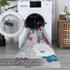 10 x 13 ft Polyester Imitation  Blue Rectangular Hallway Bathroom Entryway Kitchen Office Foldable Flower Printed Washable Area Rug - 4 of 4