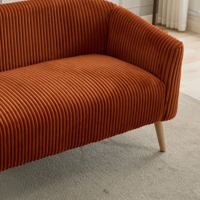 UPHA 50 in.-L Modern Loveseat Couch Sofa with Corduroy Fabric Upholstered and Wooden Nature Legs