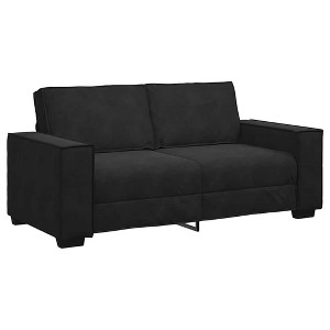 vidaXL 2-Seater Sofa - Black Velvet Couch Chair with Wide Armrests, Wooden/Metal Frame, for Living Room/Office - 71" x 31" x 33" - 1 of 4