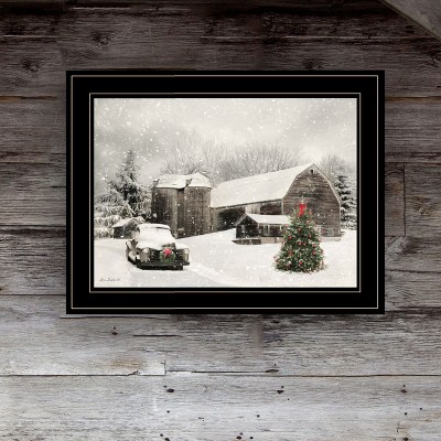 YOOCOZZ Xmas Trendy Decoration - "Farmhouse Christmas" Framed Wall Art, Modern Home Decor Framed Print, Wall Decoration by Lori Deiter
